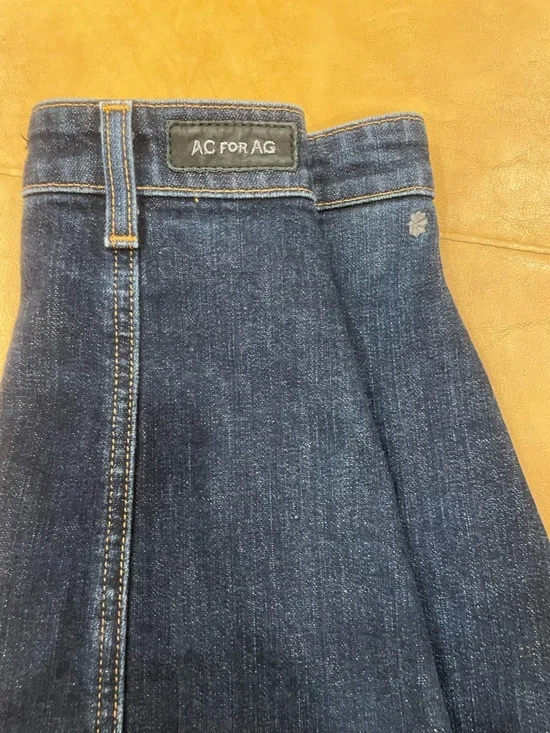 Ag Adriano Goldschmied Dark Indigo Button-Front Skater Denim Skirt - Picture 3 of 8